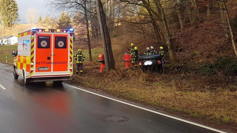 Das Auto blieb auf dem Dach liegen.