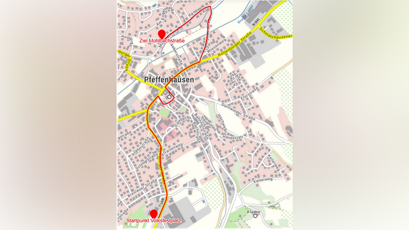 Auf dieser Route verläuft das Faschingsquiz der Narrhalla Pfeffenhausen in den nächsten Tagen.