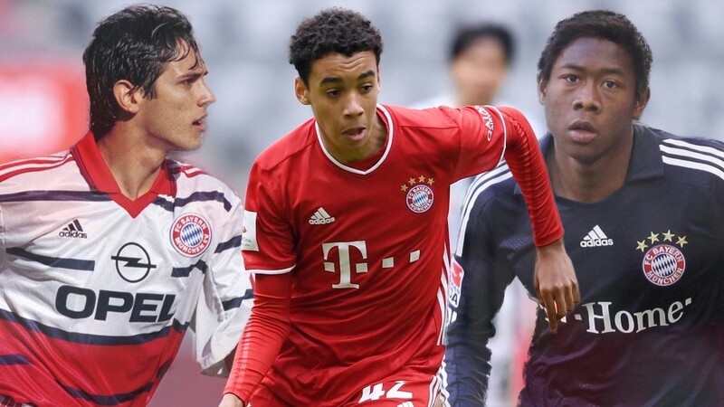 Gehören zu den jüngsten Bundesliga-Debütanten des FC Bayern (von links): Roque Santa Cruz, Jamal Musiala und David Alaba.