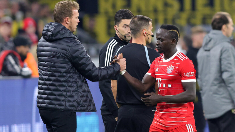 "Wenn alles top, top läuft, kann es sein, dass er gegen Paris wieder spielen kann", sagt Julian Nagelsmann (l.) über Mané.