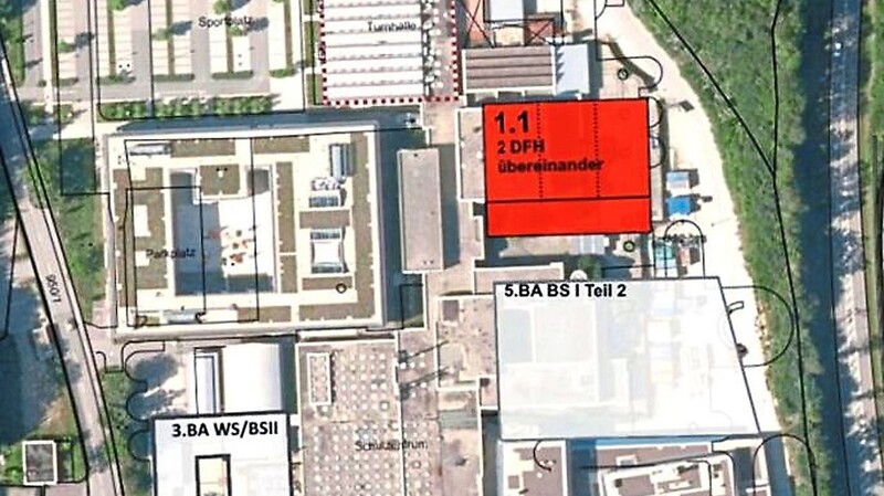 Im rot markierten Bereich sollen die Hallen entstehen.