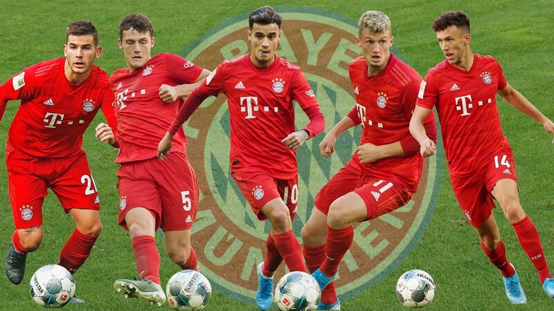 Bislang verletzt - oder nur Mitläufer: Bayerns Neuzugänge (v.l.) Lucas Hernández, Benjamin Pavard, Philippe Coutinho, Michaël Cuisance und Ivan Perisic.